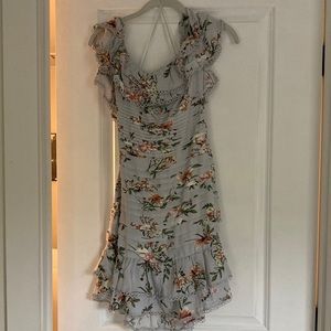 Fitted light blue floral mini dress